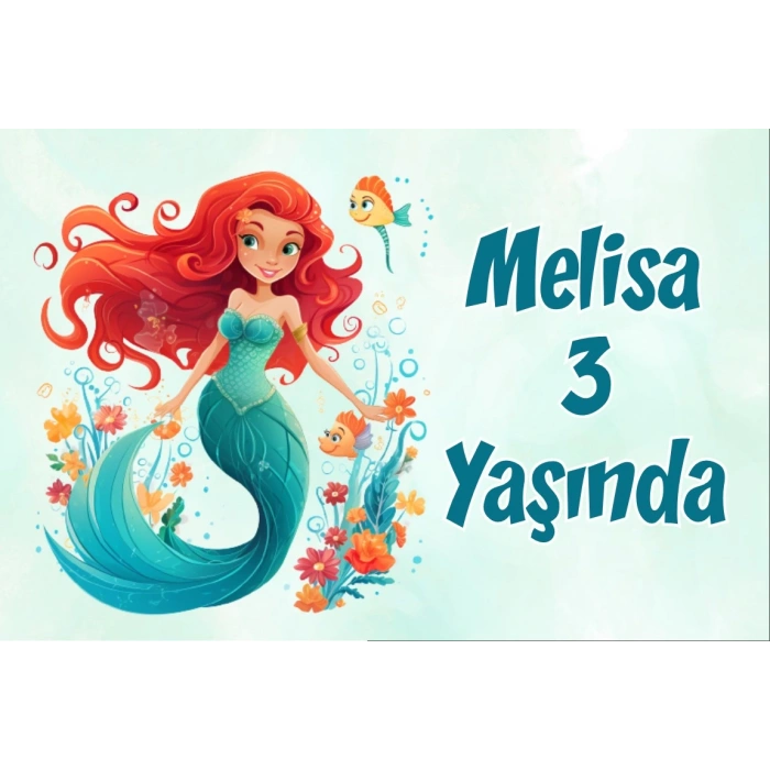Deniz Kızı ve Balıklar Temalı Doğum Günü Afişi 70X100 cm