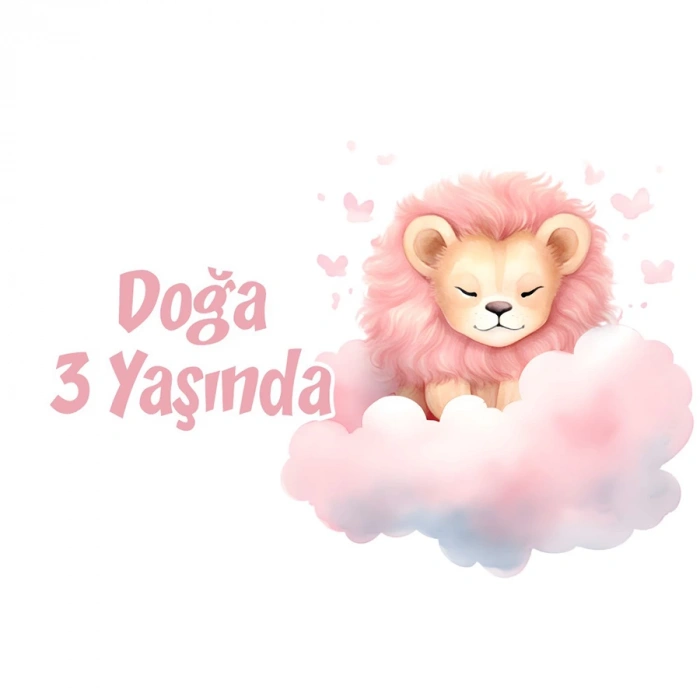 Pembe Sevimli Doğum Günü Afişi -2 50X70 cm