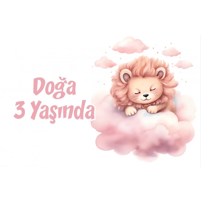 Pembe Sevimli Doğum Günü Afişi 70X100 cm