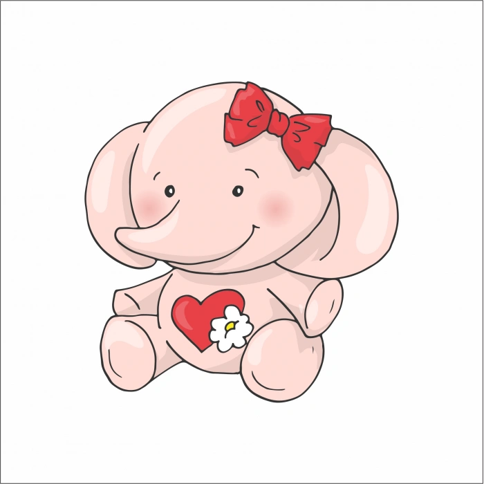 Pembe Sevimli Fil Sticker