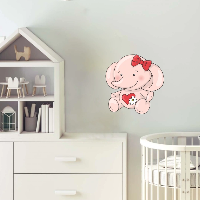 Pembe Sevimli Fil Sticker