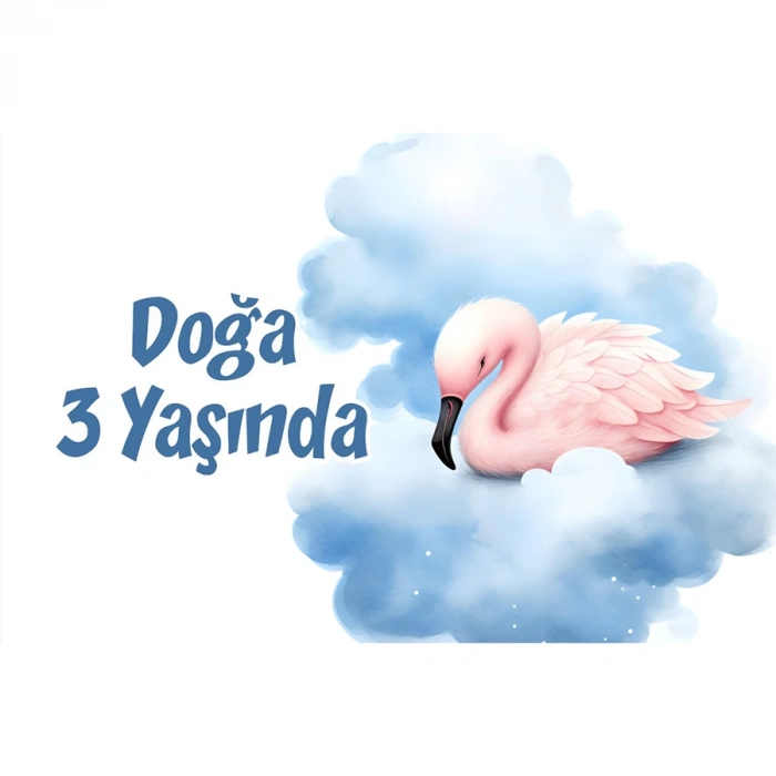 Sevimli Kuğu Temalı Doğum Günü Afişi -2 70X100 cm