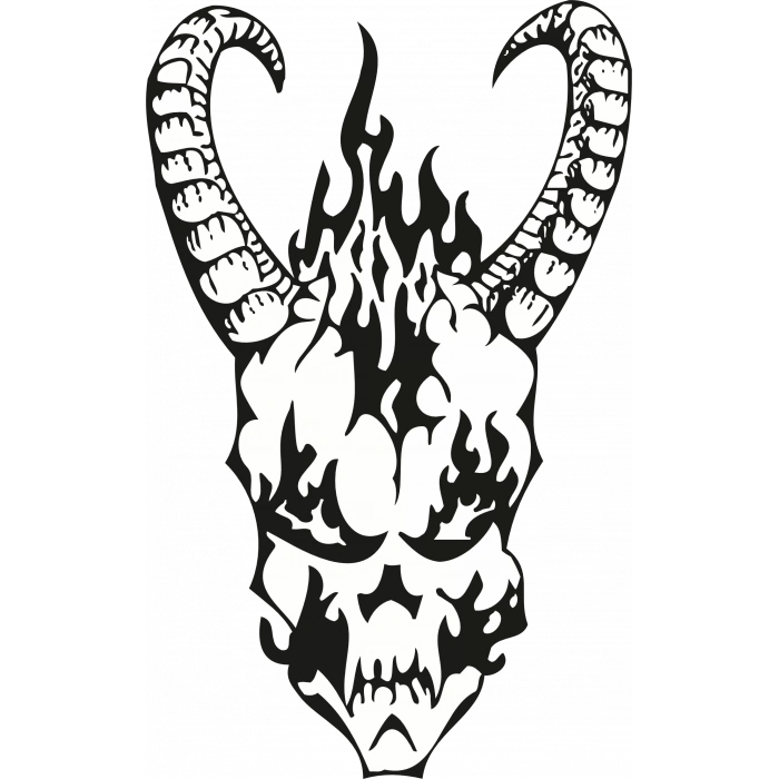 Boynuzlu Kurukafa Sticker 10x10 cmRenkli Sticker