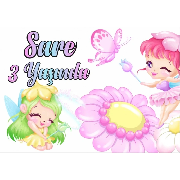 Peri Temalı Doğum Günü Afişi 100X150 cm