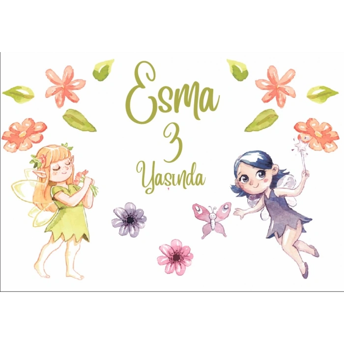 Peri Temalı Doğum Günü Afişi 100X150 cm