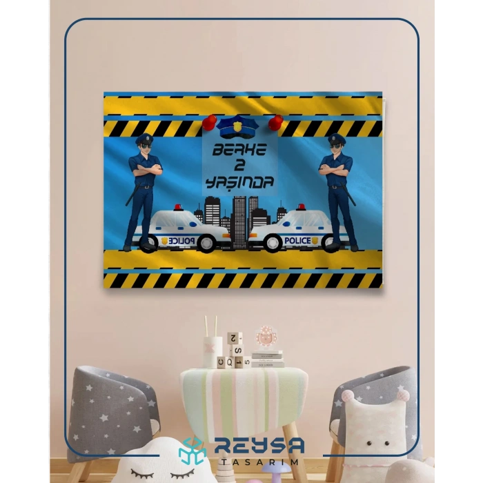 Polis Temalı Doğum Günü Afişi 35X50 cm