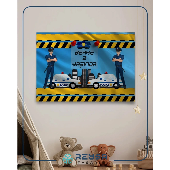 Polis Temalı Doğum Günü Afişi 70X100 cm