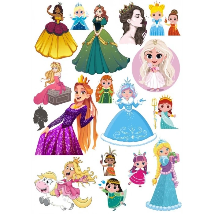 Prenses Sticker Set 20 Parça Telefon, Tablet, Defter, Laptop Sticker