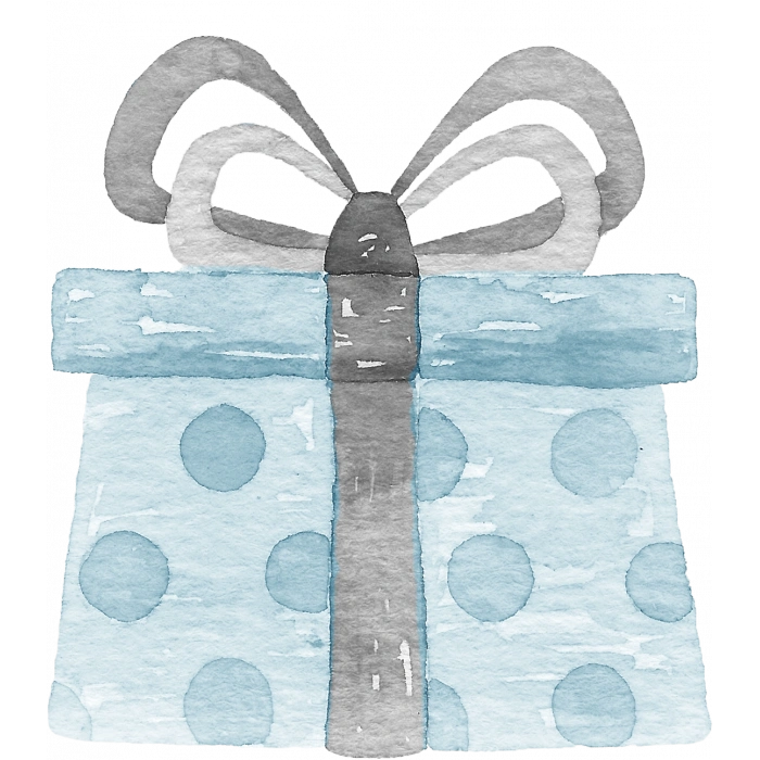 Puantiyeli Mavi Hediye Kutusu Duvar Stickerı