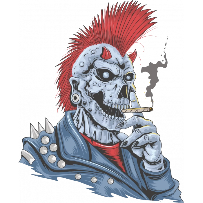 Punk İskelet Sticker 10x10 cmRenkli Sticker