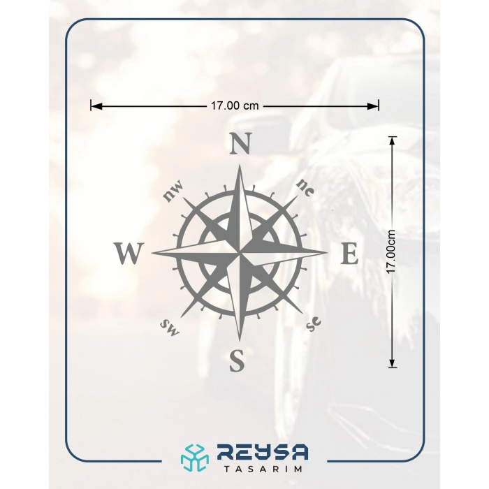 Pusula Araba Sticker 17x17 Cm Gri