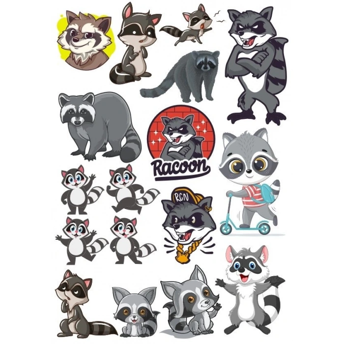 Racun Sticker Set-4 17 Parça Telefon, Tablet, Defter, Laptop Sticker