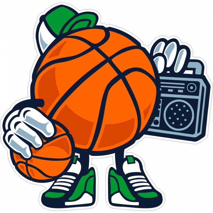 Radyo Dinleyen Basket Topu Sticker 10x10 cmRenkli Sticker
