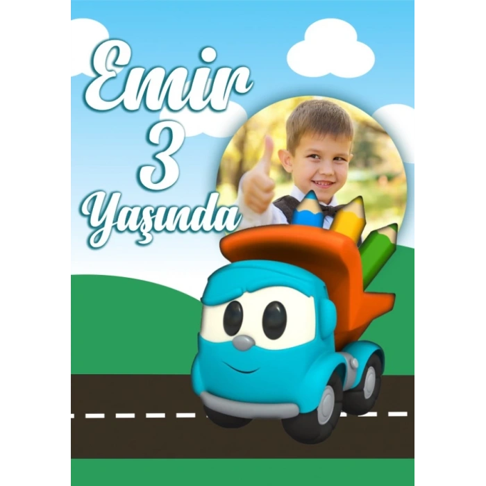 Kamyon ve Yol Temalı Doğum Günü Afişi 50X70 cm