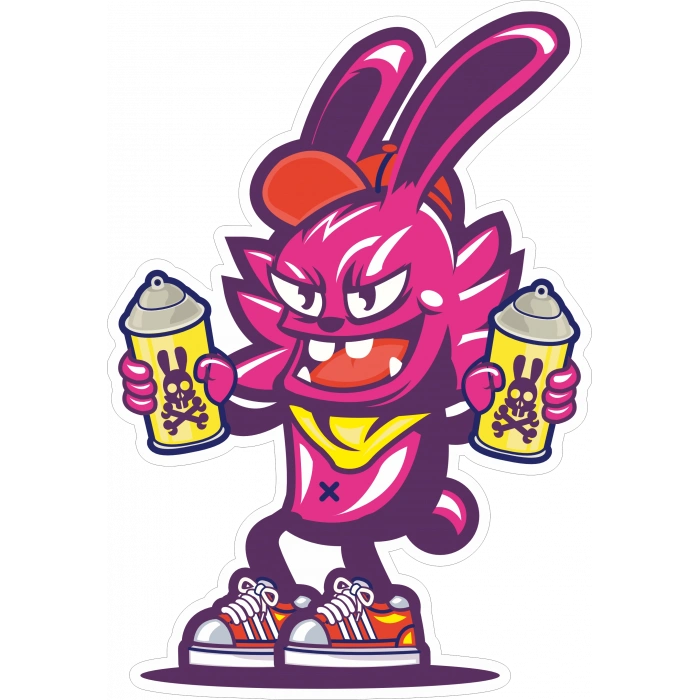 Grafitici Kedi Sticker 10x10 cmRenkli Sticker