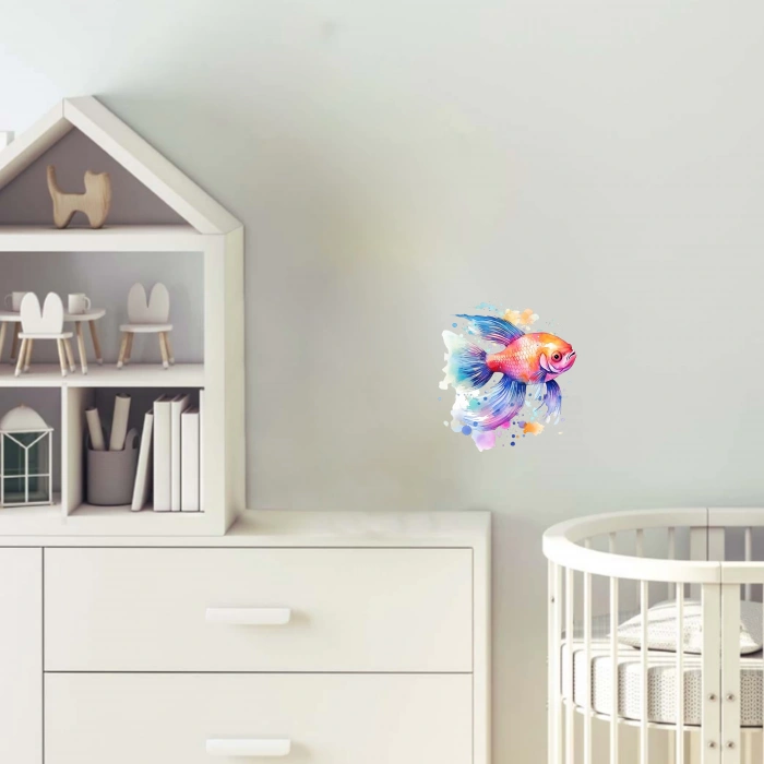 Renkli Akvaryum Balığı Duvar Stickerı