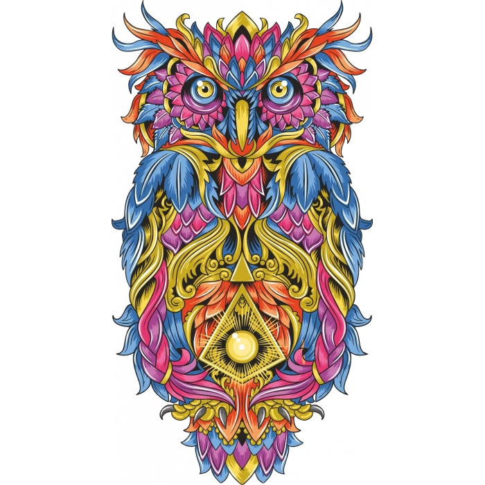 Renkli Baykuş Sticker 10x10 cmRenkli Sticker