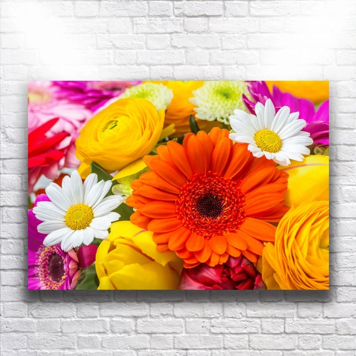 Renkli Çiçekler Kanvas