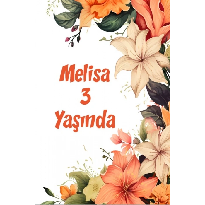 Renkli Çiçekler Temalı Doğum Günü Afişi -1 35X50 cm