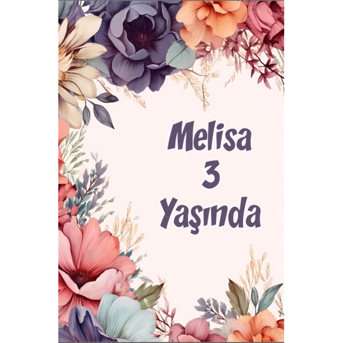 Renkli Çiçekler Temalı Doğum Günü Afişi -7 50X70 cm