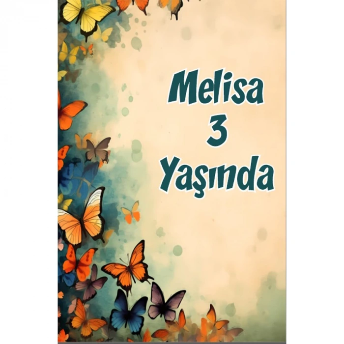 Renkli Kelebekler Temalı Doğum Günü Afişi -9 35X50 cm