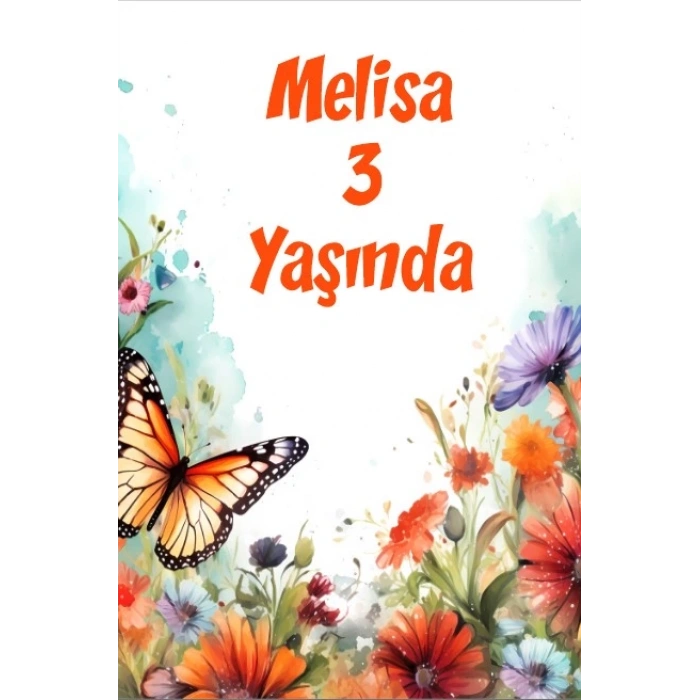 Gri Turuncu Kelebekler Temalı Doğum Günü Afişi 35X50 cm