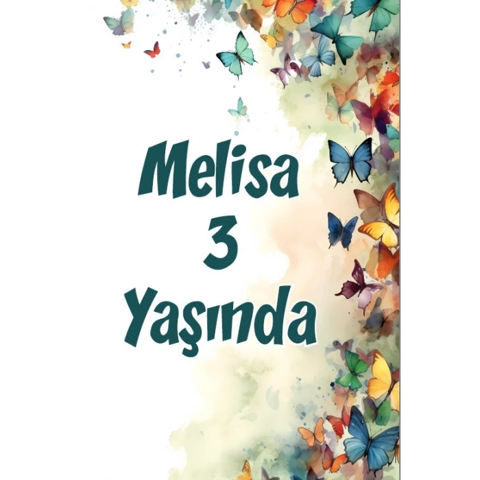 Renkli Kelebekler Temalı Doğum Günü Afişi -4 70X100 cm