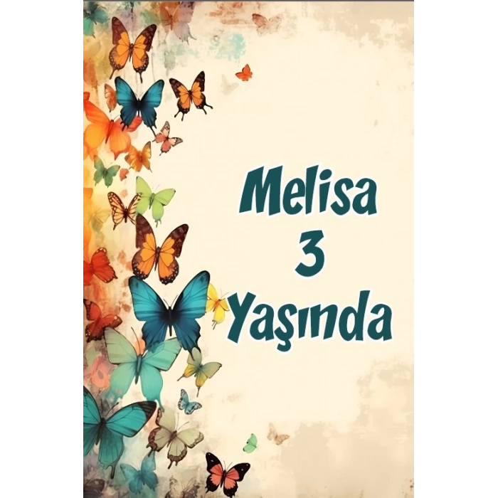 Renkli Kelebekler Temalı Doğum Günü Afişi -5 70X100 cm