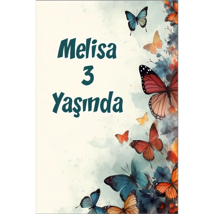 Renkli Kelebekler Temalı Doğum Günü Afişi -6 35X50 cm