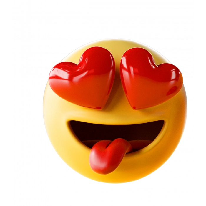 Kalpli Gözlü Emoji Sticker 10x10 cmRenkli Sticker