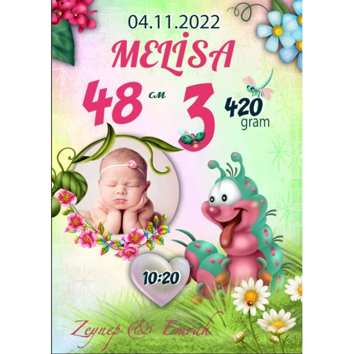 Sevimli Tırtıl Temalı Yapş Panosu