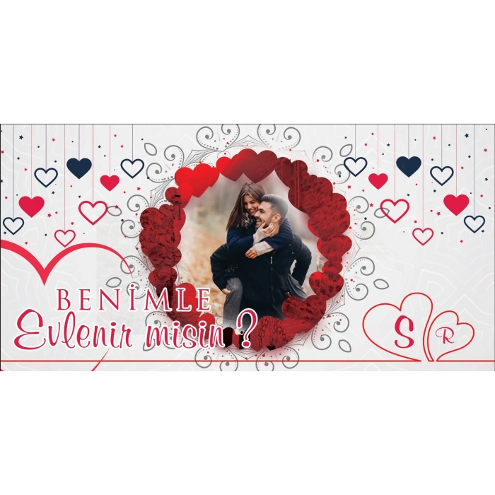 Resimli Kalpli Benimle Evlenirmisin Afişi 200x100