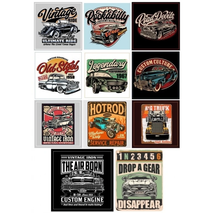 Retro 4x4 Off Road Sticker Set5 12 Parça Telefon, Tablet, Defter, Laptop Sticker
