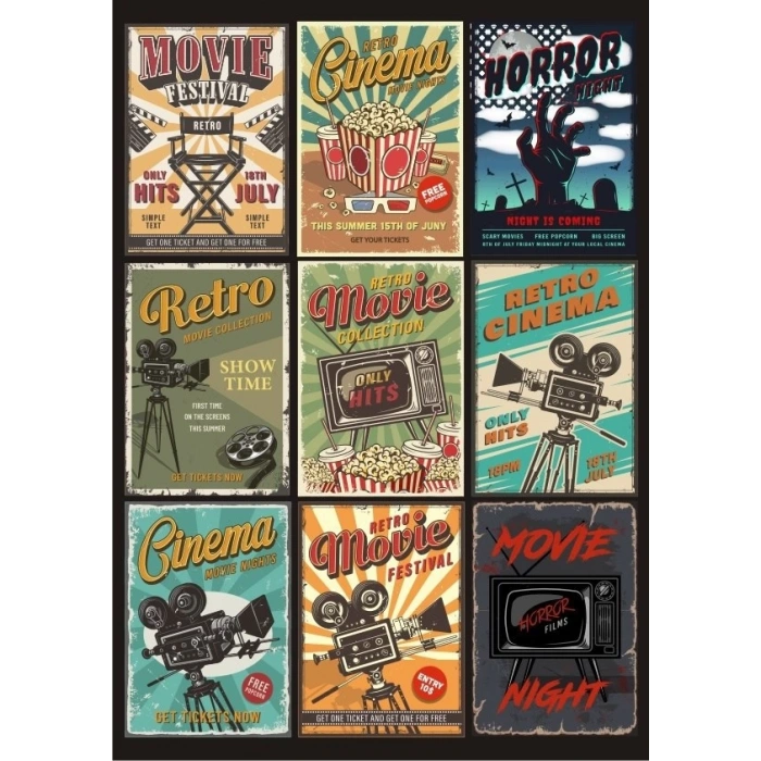 Retro Poster Sticker Set 9 Parça Telefon, Tablet, Defter, Laptop Sticker