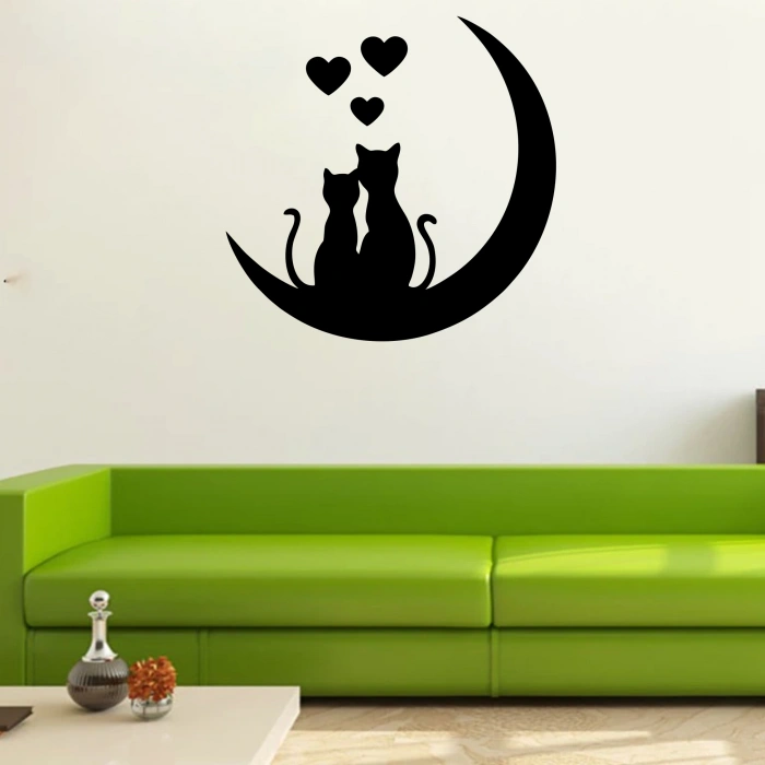 Reysa Tasarım Sarılan Kediler Duvar Sticker Siyah 20X20 cm