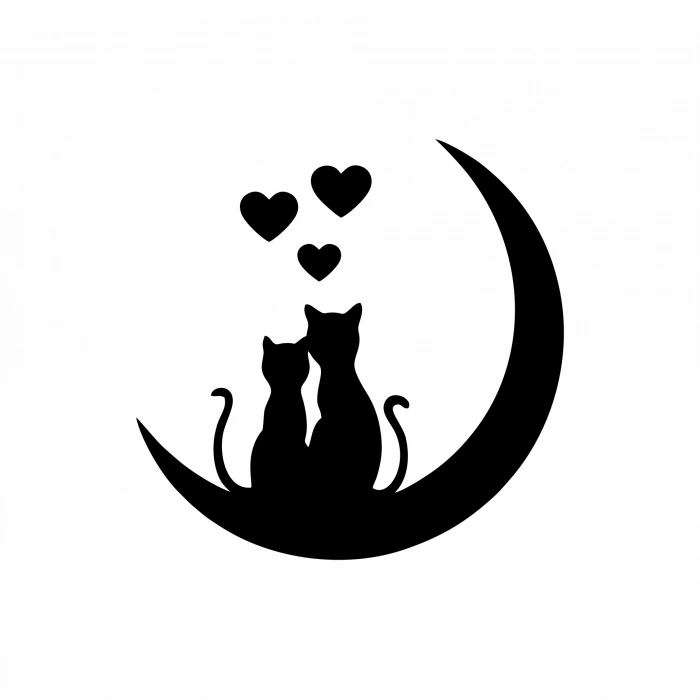 Reysa Tasarım Sarılan Kediler Duvar Sticker Siyah 20X20 cm