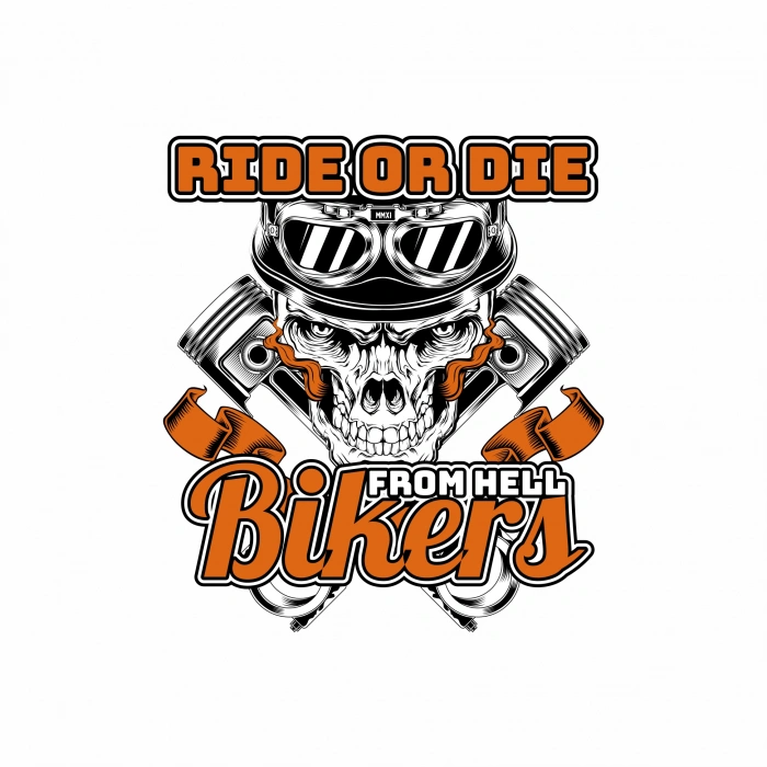 Ride or Die Motorcu Kurukafa Sticker 10x10 cmRenkli Sticker