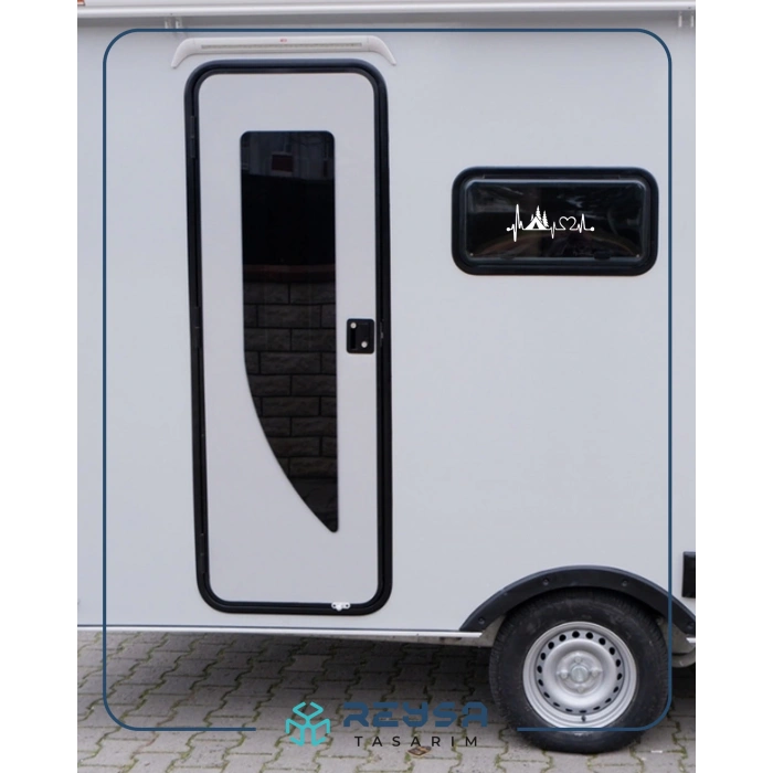Ritim Kamp Karavan Sticker 17x17 Cm Beyaz