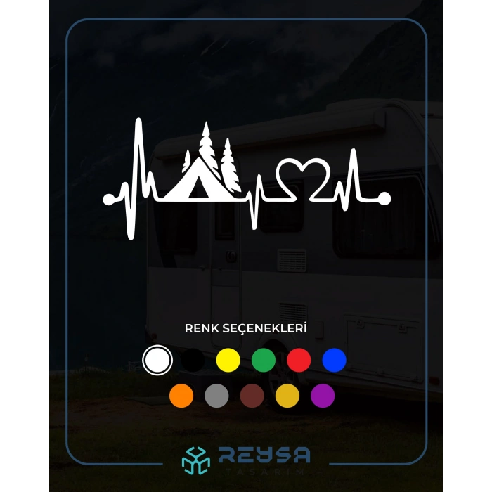 Ritim Kamp Karavan Sticker 17x17 Cm Beyaz