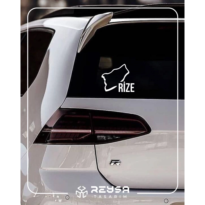 Rize Harita Araba Sticker 17x17 Cm Beyaz