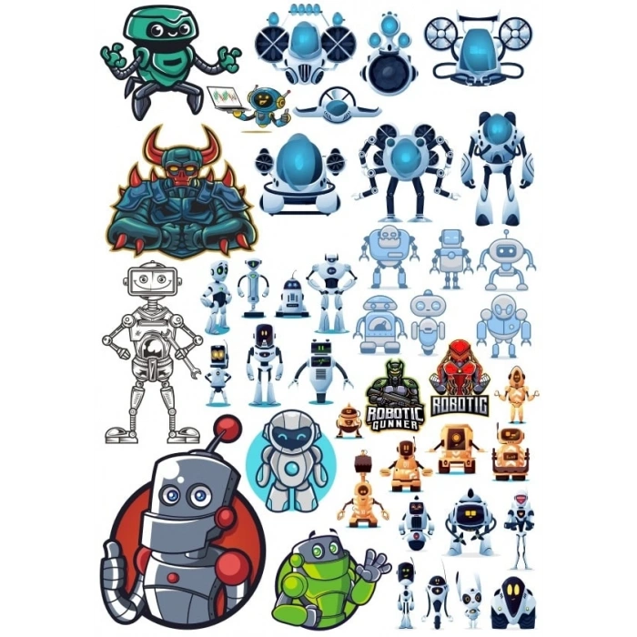 Robot Sticker Set 2 20 Parça Telefon, Tablet, Defter, Laptop Sticker