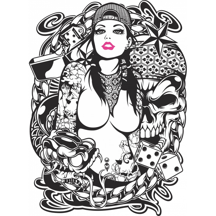 Yılanlar ve Kadın Sticker 10x10 cmRenkli Sticker