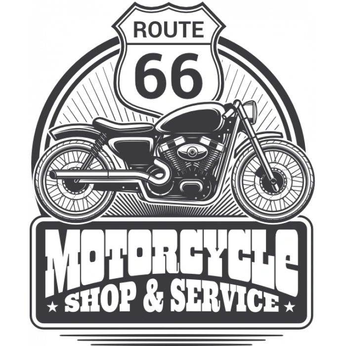 Route 66 Motorcycle Sticker 10x10 cmRenkli Sticker