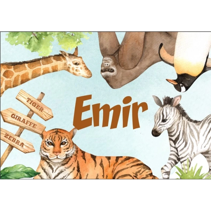 Safari Hayvanları Temalı Doğum Günü Afişi -2 35X50 cm