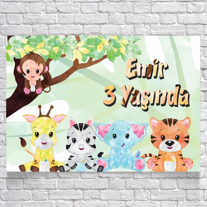 Safari Temalı Doğum Günü Afişi 35X50 cm