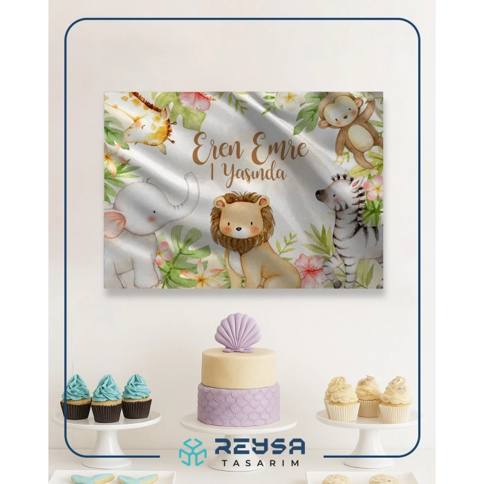 Safari Temalı Doğum Günü Afişi 35X50 cm