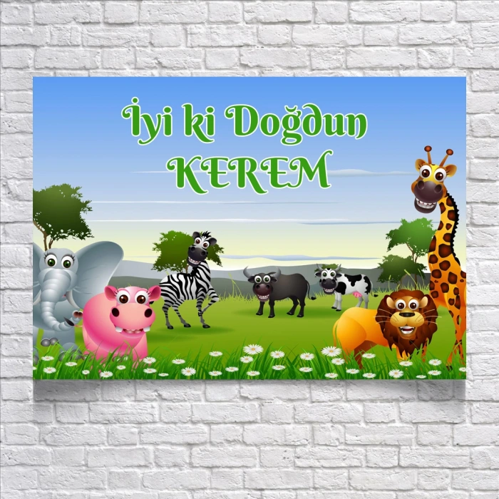 Safari Temalı Doğum Günü Afişi 35X50 cm