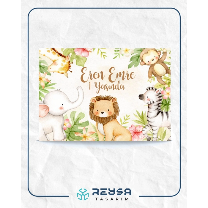 Safari Temalı Doğum Günü Afişi 35X50 cm