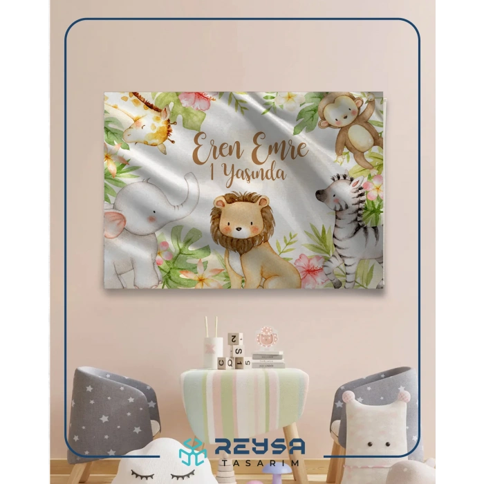 Safari Temalı Doğum Günü Afişi 35X50 cm