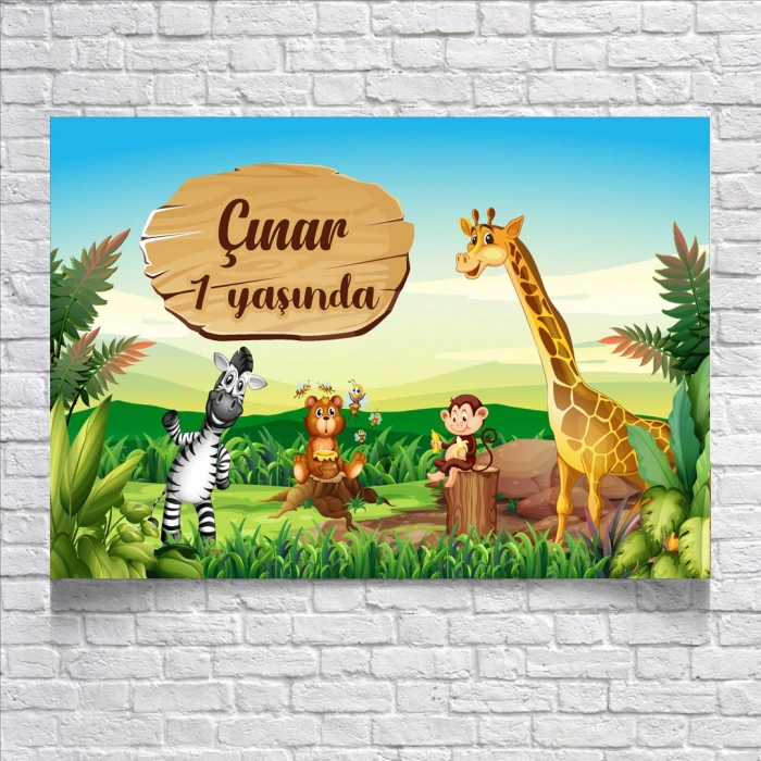 Safari Temalı Doğum Günü Afişi 50X70 cm